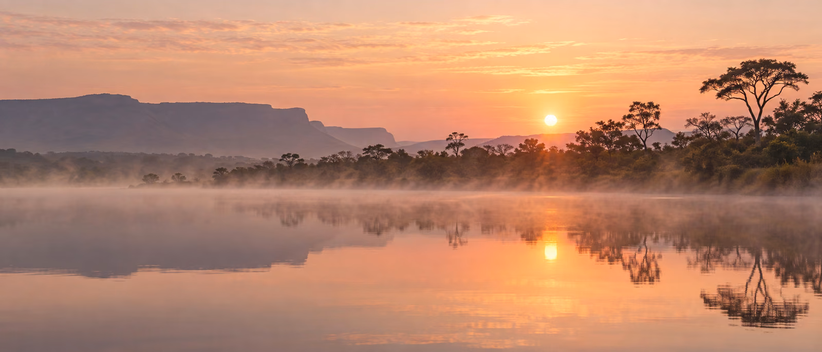 Dra. Evelin Brandelero | Psiquiatra em Cuiabá e Online 5 Lago sereno ao amanhecer, com névoa suave em tons de rosa e terracota